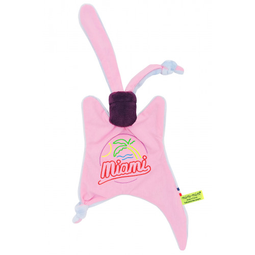 Doudou Miami. Regalo de nacimiento personalizado hecho en Francia. Doudou Nin-Nin