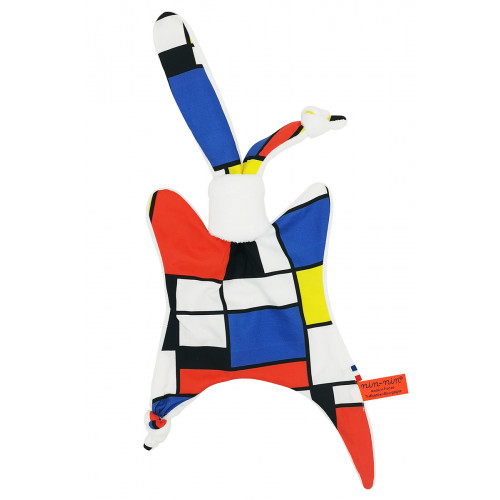 Doudou Le Mondrian. Regalo de nacimiento personalizado hecho en Francia. Doudou Nin-Nin