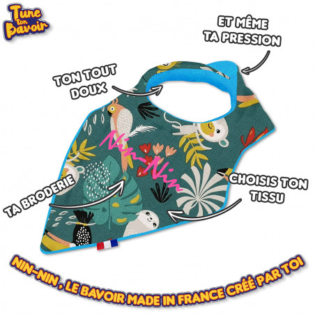Babero bandana personalizable de la A a la Z. Hecho en Francia