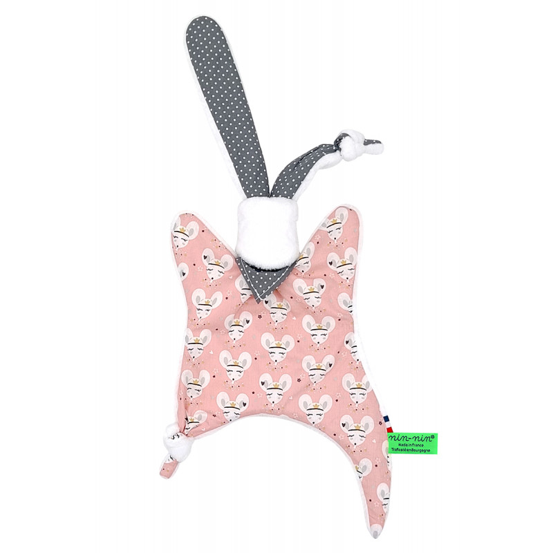 Peluche dispar de Le Souricette. Regalo de nacimiento personalizado hecho en Francia. Doudou Nin-Nin Peluche dispar de Le Souricette. Regalo de nacimiento personalizado hecho en Francia. Doudou Nin-Nin