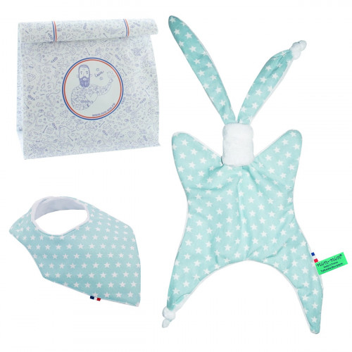 Coffret de naissance doudou et bavoir etoiles