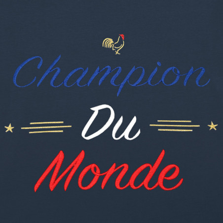 BRODERIE T-SHIRT FEMME "CHAMPION DU MONDE" NAVY