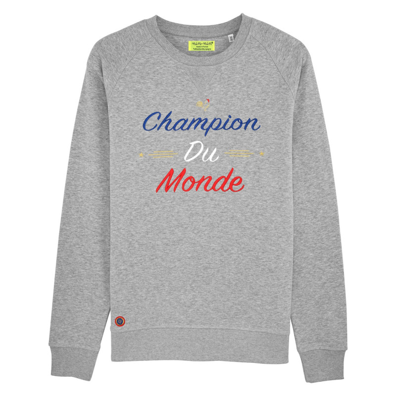 SWEAT HOMME "CHAMPION DU MONDE" GRIS