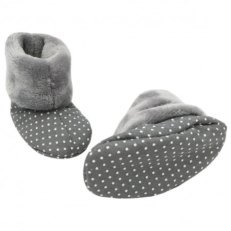 Chaussons hauts botton Gris Souris - Cadeau de Naissance Made in France bébé