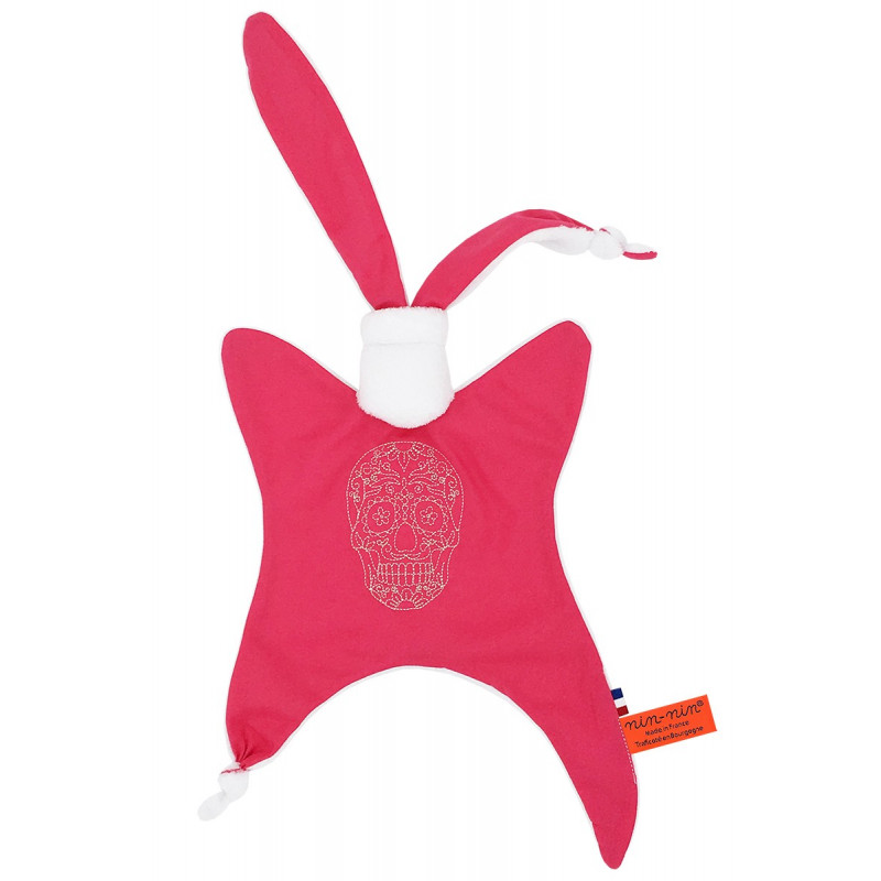 Doudou rose calavéra mexicain pour adulte tête de mort. Cadeau original et made in France Doudou rose calavéra mexicain pour adulte tête de mort. Cadeau original et made in France