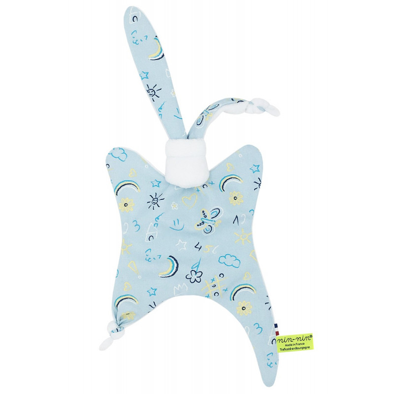 Doudou personnalisable Le Phospho Bleu. Cadeau de naissance original et made in France