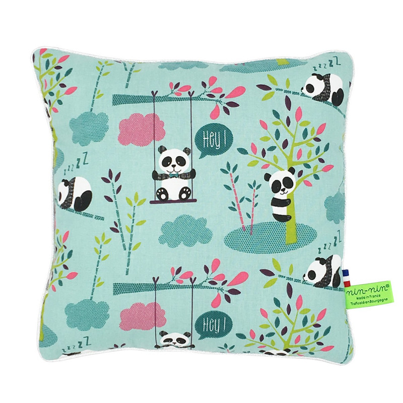 Coussin panda. Cadeau de naissance original personnalisable et made in France.