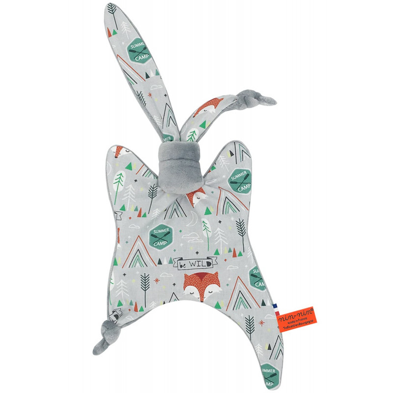 Doudou Le Fox représentant des renards. Cadeau de naissance personnalisable et made in France. Marque Nin-Nin Doudou Le Fox représentant des renards. Cadeau de naissance personnalisable et made in France. Marque Nin-Nin