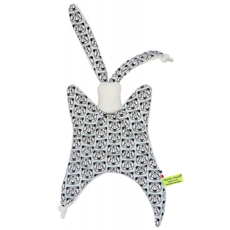 Doudou plat Panda Tian Bao. Cadeau de naissance original personnalisable et made in France. Marque Nin-Nin Doudou plat Panda Tian Bao. Cadeau de naissance original personnalisable et made in France. Marque Nin-Nin