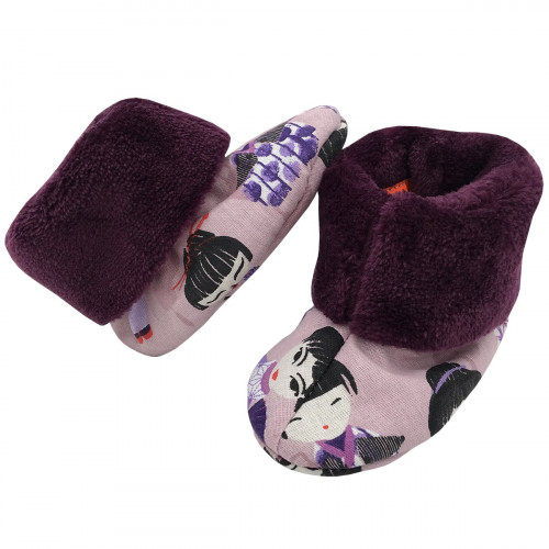 Chaussons hauts botton Minoshi pour bébé. Cadeau de Naissance Made in France. Nin-Nin