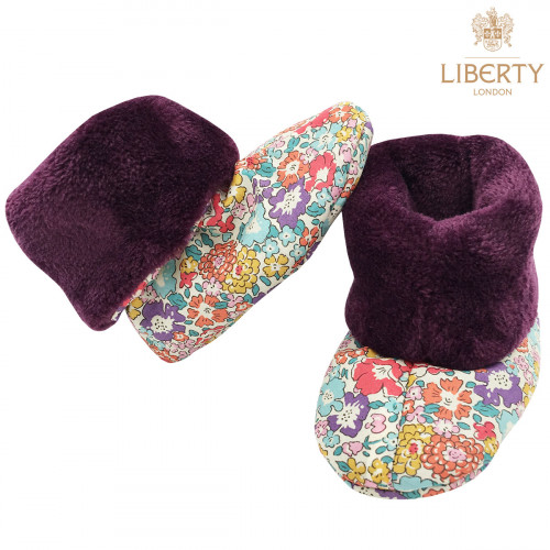 Chaussons hauts botton Victoria Liberty of London pour bébé. Cadeau de Naissance Made in France. Nin-Nin