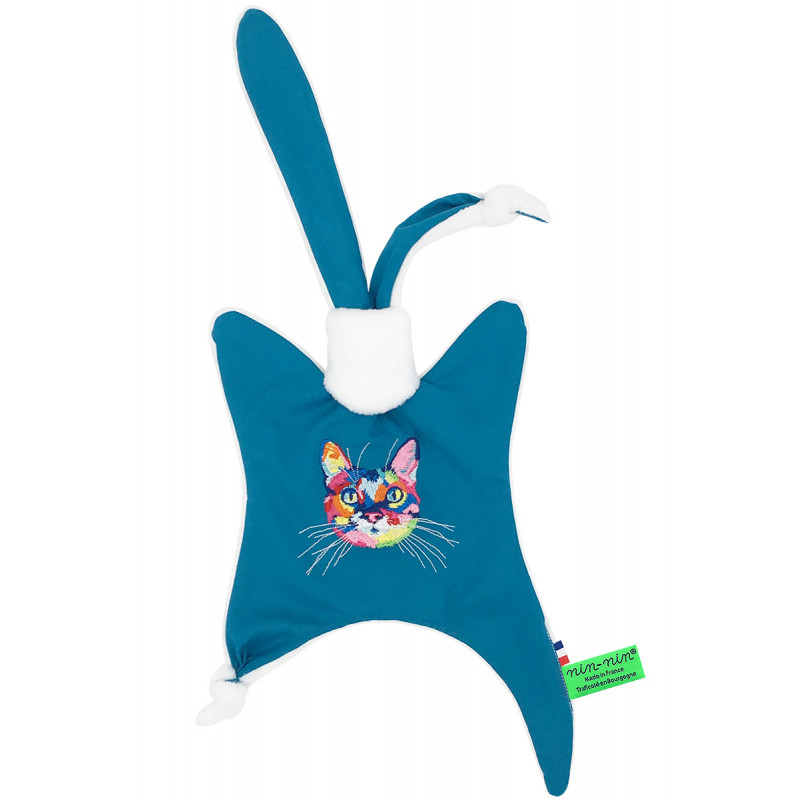 Doudou Le Chatperlipopette. Cadeau de naissance personnalisable et made in France. Marque Nin-Nin Doudou Le Chatperlipopette. Cadeau de naissance personnalisable et made in France. Marque Nin-Nin