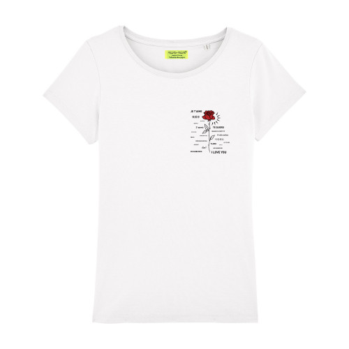 CAMISETA MUJER "JE T'AIME" BLANCA. Made in France