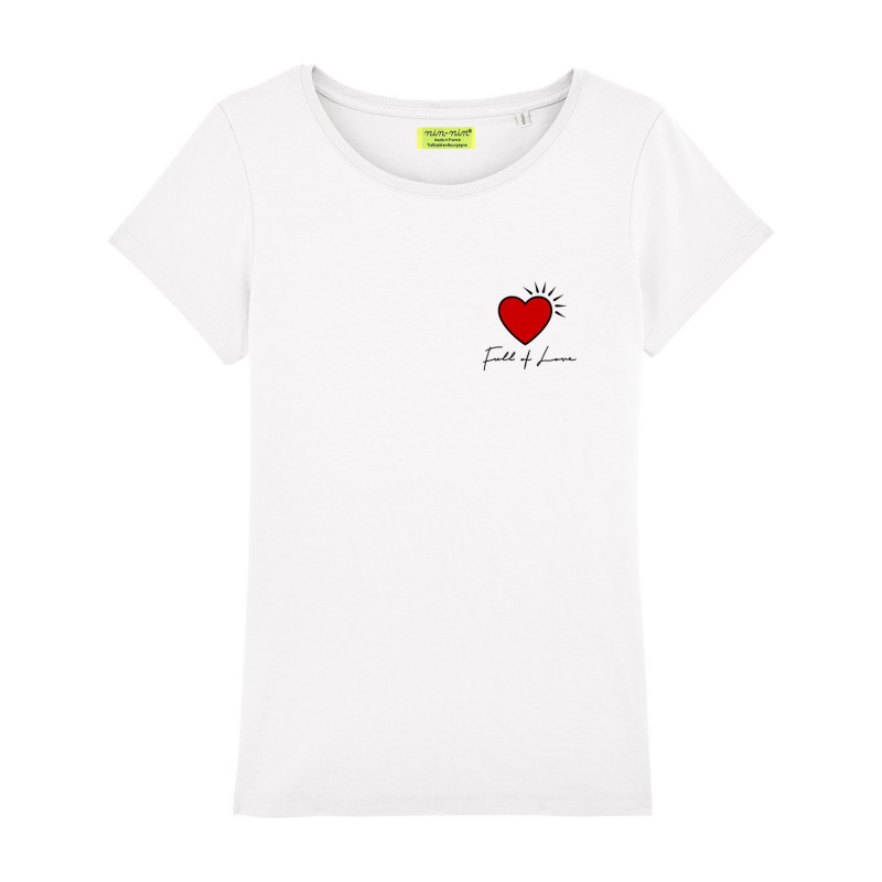 CAMISETA MUJER "FULL FOR LOVE" BLANCA. Made in France