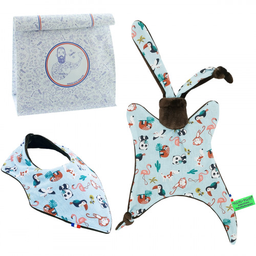 Funda nórdica y babero Explorateur. Original y fabricado en Francia. Marca Nin-Nin