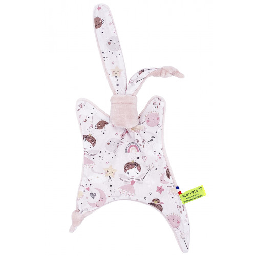 Doudou Le Clochette. Regalo de nacimiento personalizado hecho en Francia. Edredón Nin-Nin