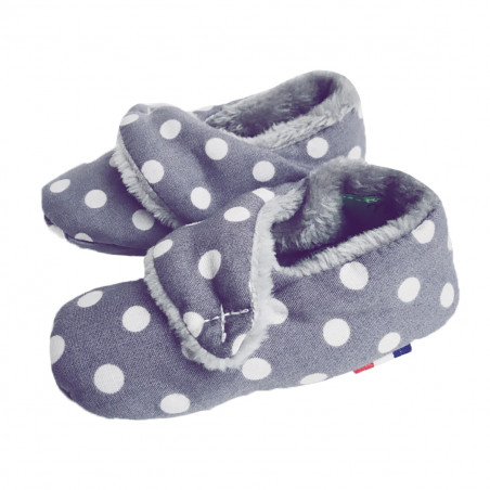 Zapatillas de casa "Le Pois Plume". Regalo nacimiento infantil Made in France. Doudou Nin-Nin