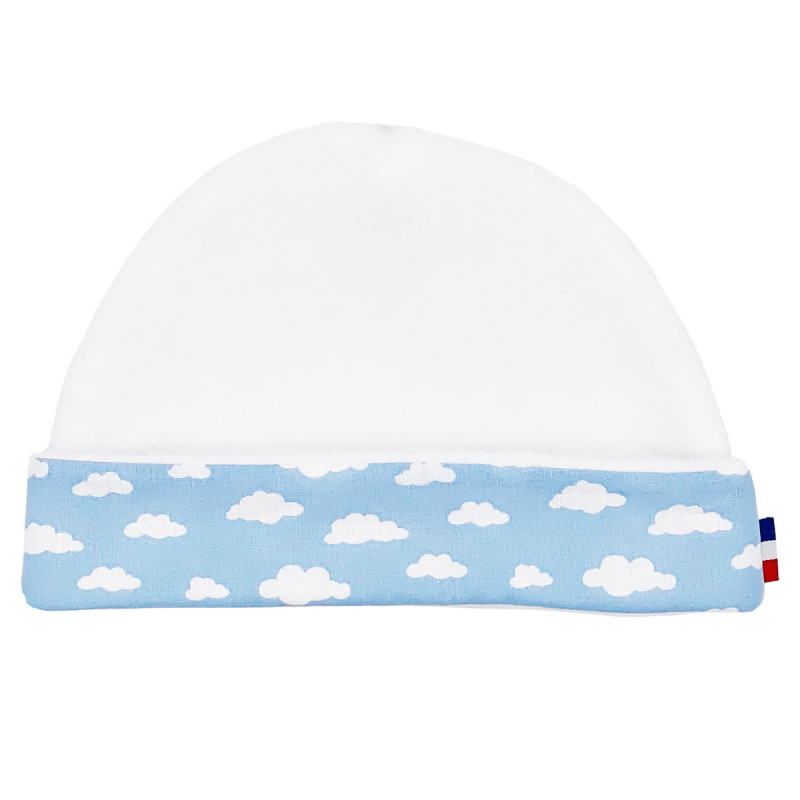 Gorro de recién nacido unisex "Le Nuage Bleu". Gorro de bebé fabricado en Francia. Nin-Nin Gorro de recién nacido unisex "Le Nuage Bleu". Gorro de bebé fabricado en Francia. Nin-Nin