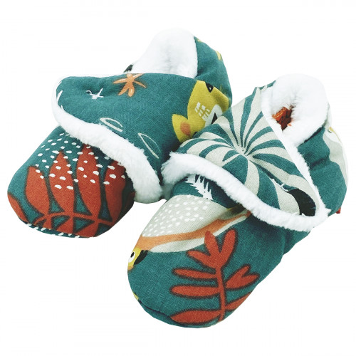 Zapatillas bajas "Le Tropical". Regalo de nacimiento de bebé Hecho en Francia. Edredón Nin-Nin