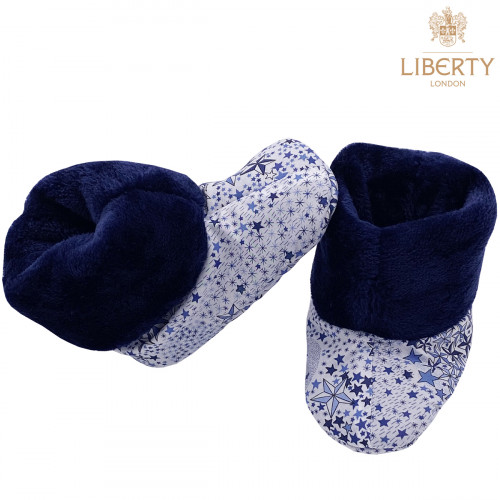 Pantuflas de boton alto "Le Marlon" Liberty Of London para bebés. Regalo de nacimiento Hecho en Francia. Nin-Nin