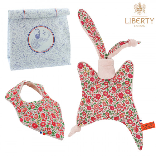 Cubre cuna de nacimiento y babero Joy. Original y fabricado en Francia. Marca Nin-Nin