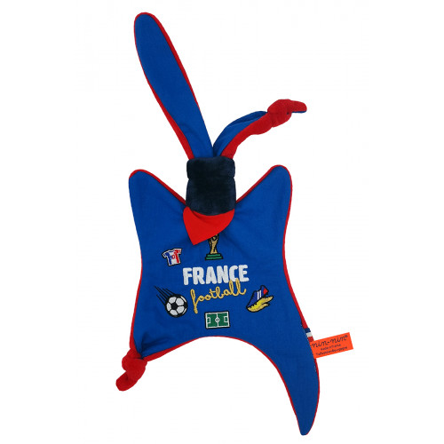 Doudou Fútbol France. Copa Mundial de la FIFA 2022. Regalo de nacimiento personalizado hecho en Francia. Doudou Nin-Nin