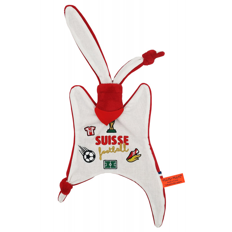 Doudou Fútbol Suisse. Copa Mundial de la FIFA 2022. Regalo de nacimiento personalizado hecho en Francia. Doudou Nin-Nin Doudou Fútbol Suisse. Copa Mundial de la FIFA 2022. Regalo de nacimiento personalizado hecho en Francia. Doudou Nin-Nin