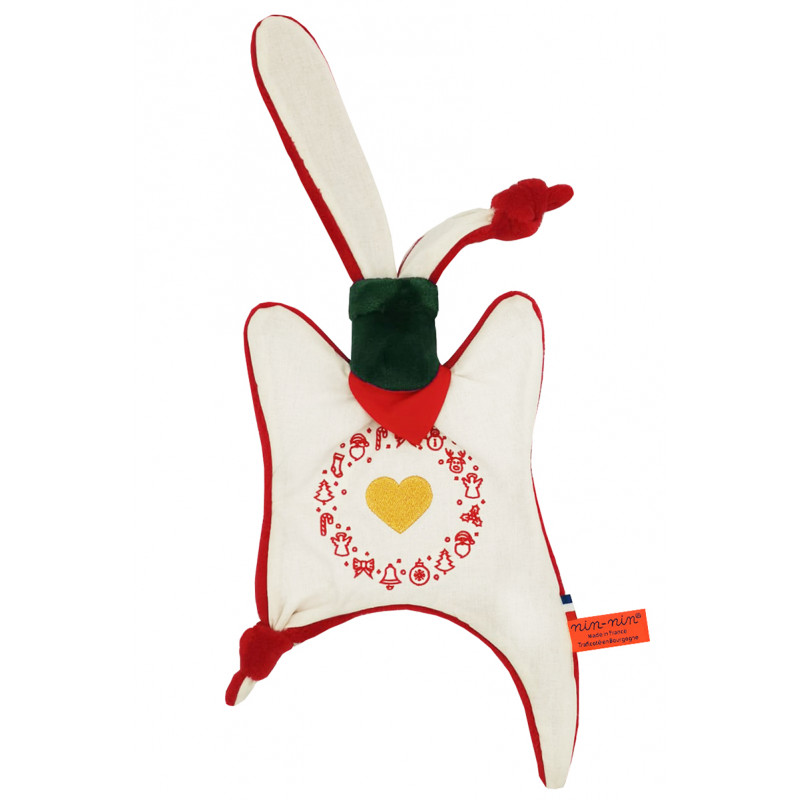 Doudou Coeur de Noël. Regalo de Navidad personalizado hecho en Francia. Doudou Nin-Nin Doudou Coeur de Noël. Regalo de Navidad personalizado hecho en Francia. Doudou Nin-Nin